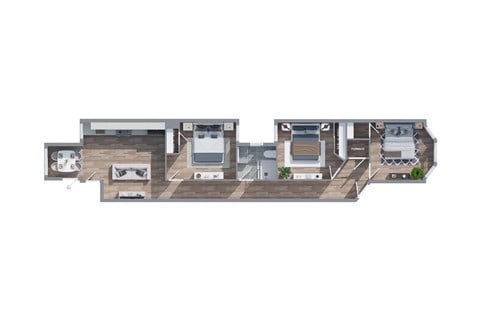 Floor plan for 3 beds, 1 bath, 936 sqft